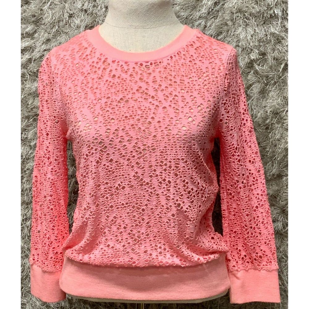 Free People Mesh Long-Sleeve Pink Top